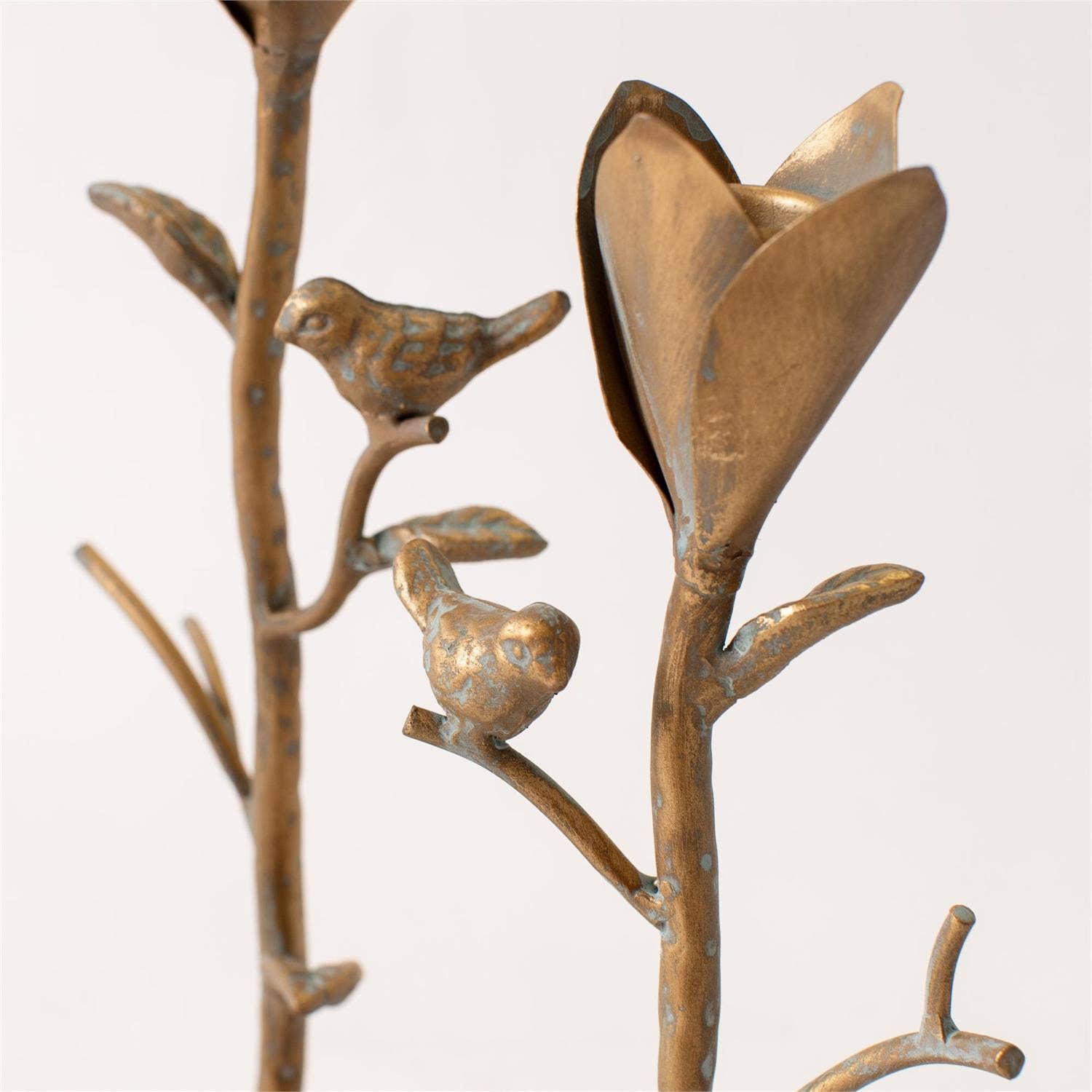 Candle Holder - Flower Stems With Birds (Set Of 3)