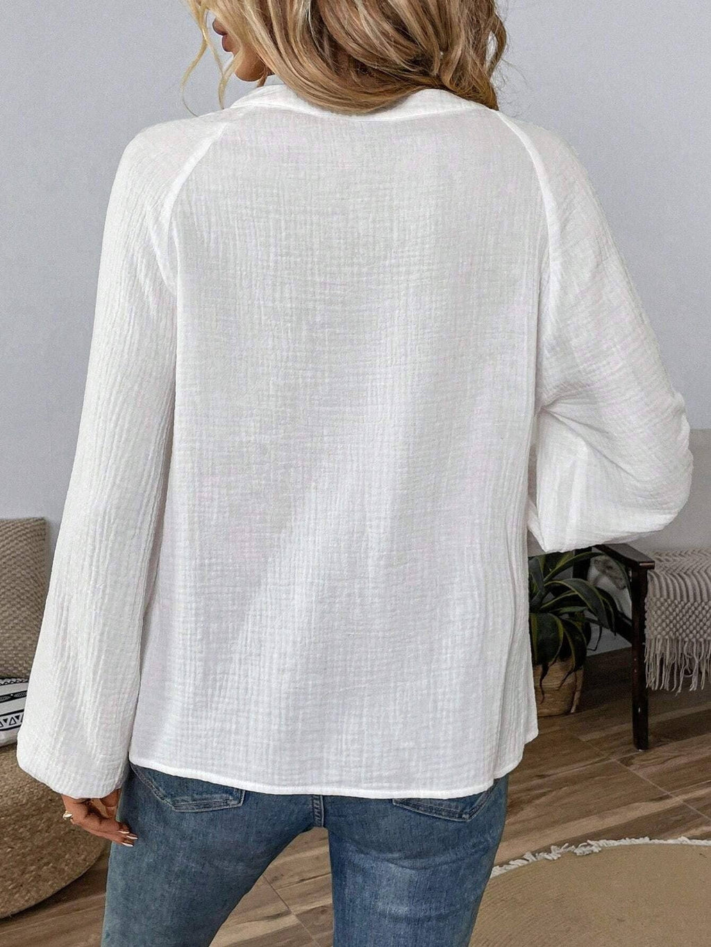 Boho Embroidery Cotton Blouse Women V Neck Bohemian Top