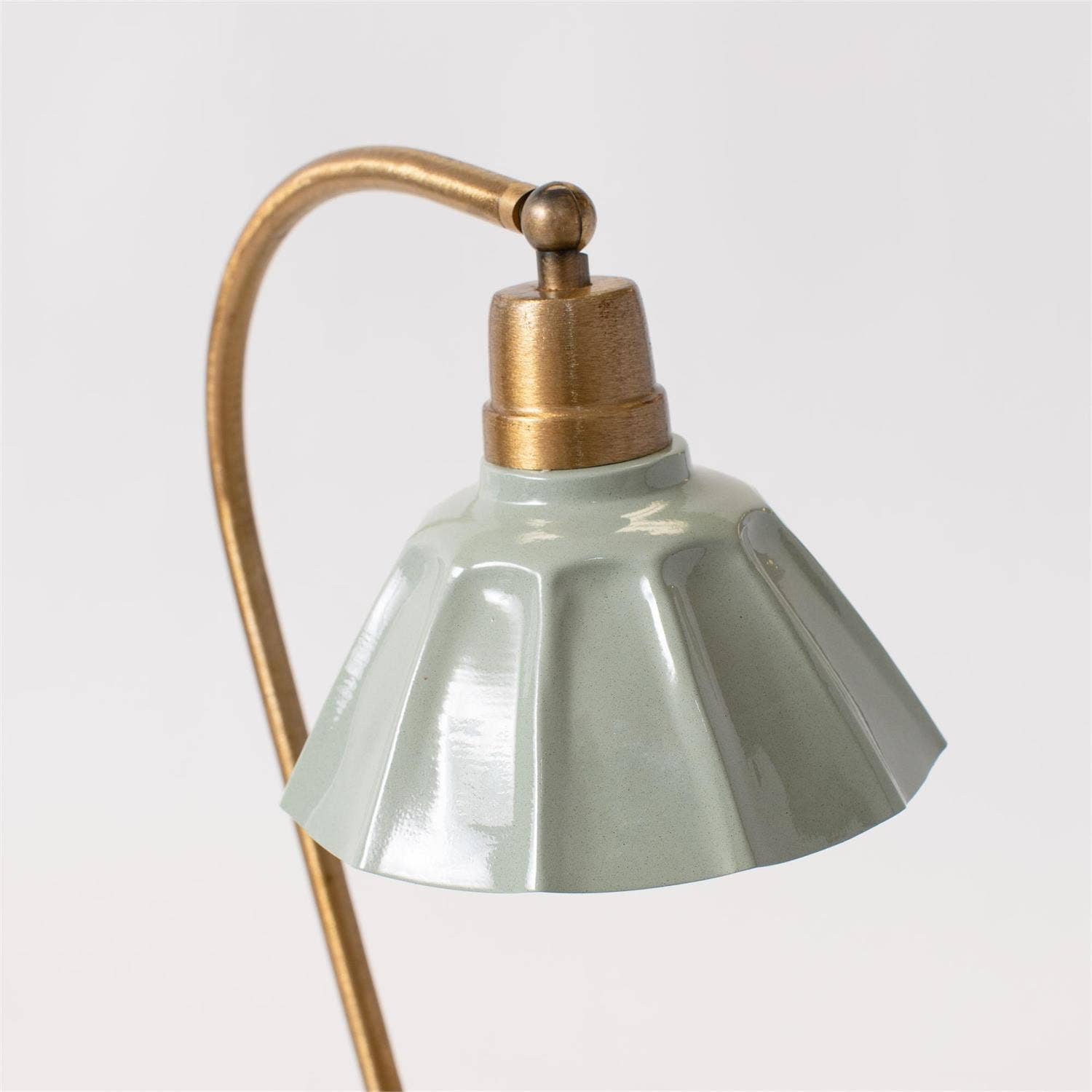 Lamp - Brass Goose Neck, Lt Green Shade (PC)