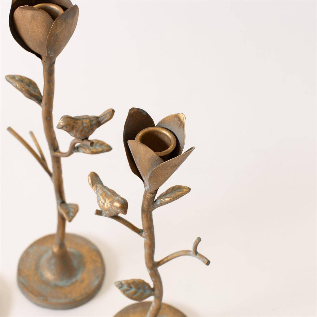 Candle Holder - Flower Stems With Birds (Set Of 3)