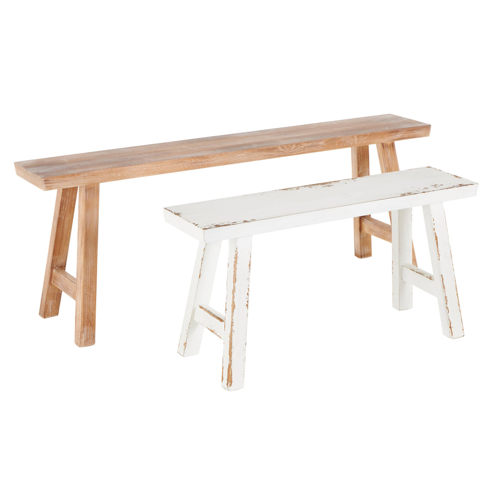 Farmhouse Brown Wood Bench Set