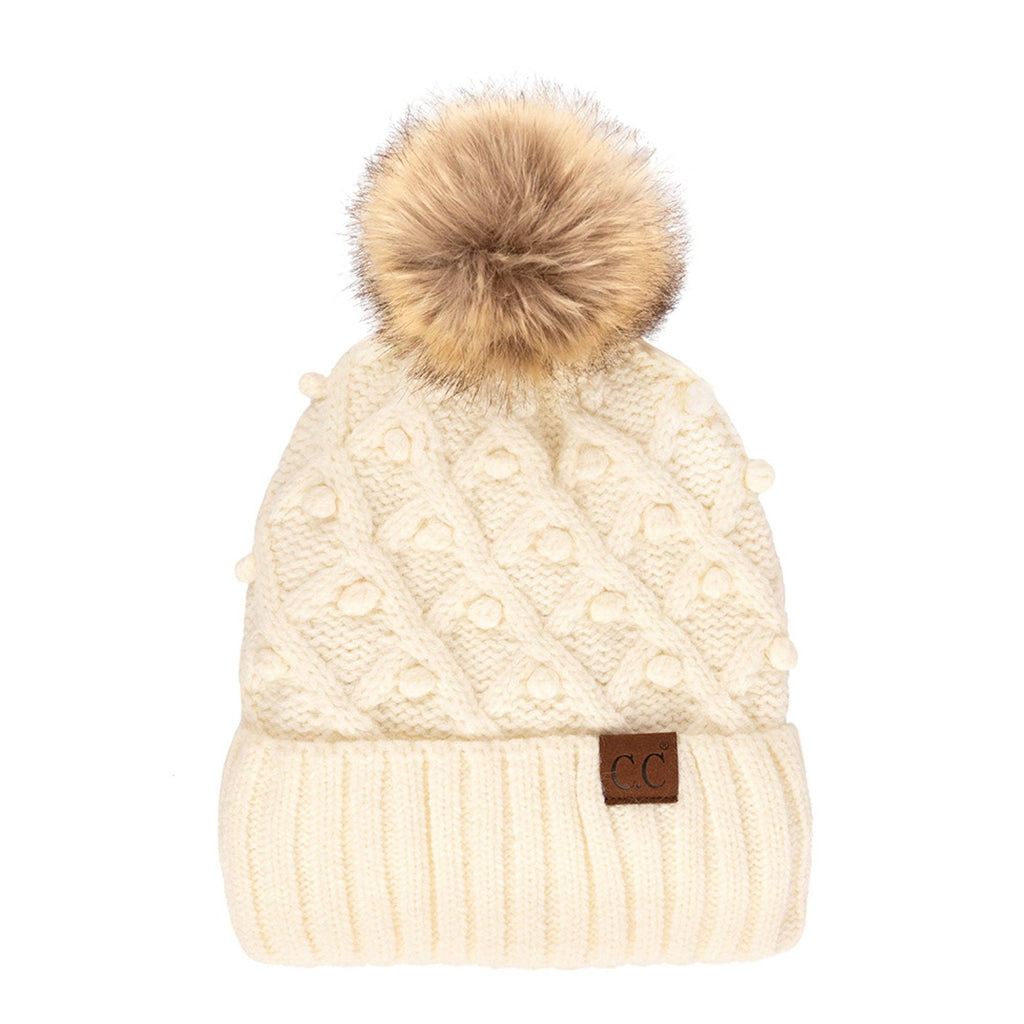 CC Crafted Pom Detail Beanie ( HAT-3836 )