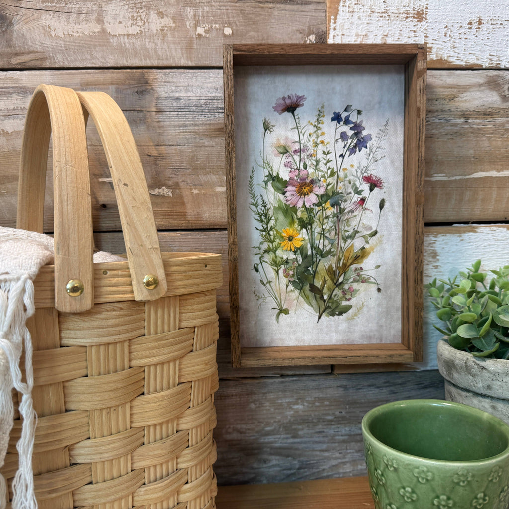 Gathered Wildflowers - Framed Flower Canvas Art - Farmhouse