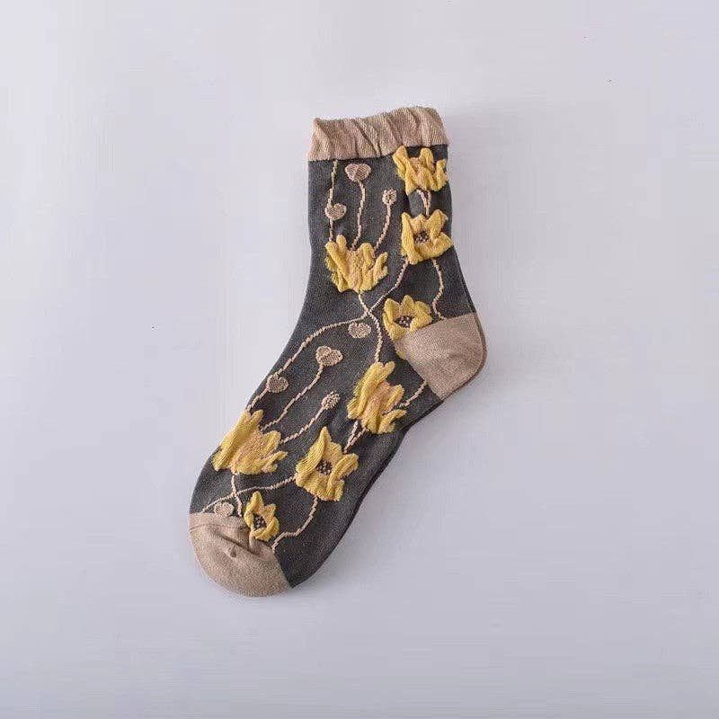 5-Color Mixed Three-Dimensional Relief Women's Sock Set