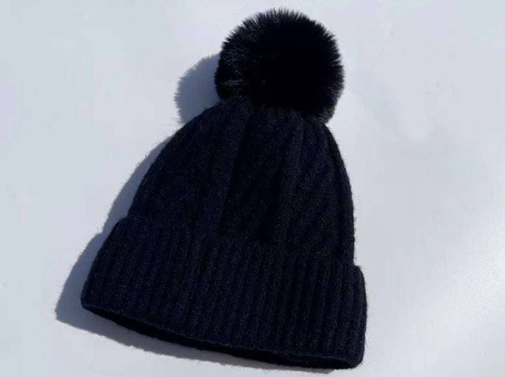Fuzzy Knitted Pom Beanie Hats - JINSA