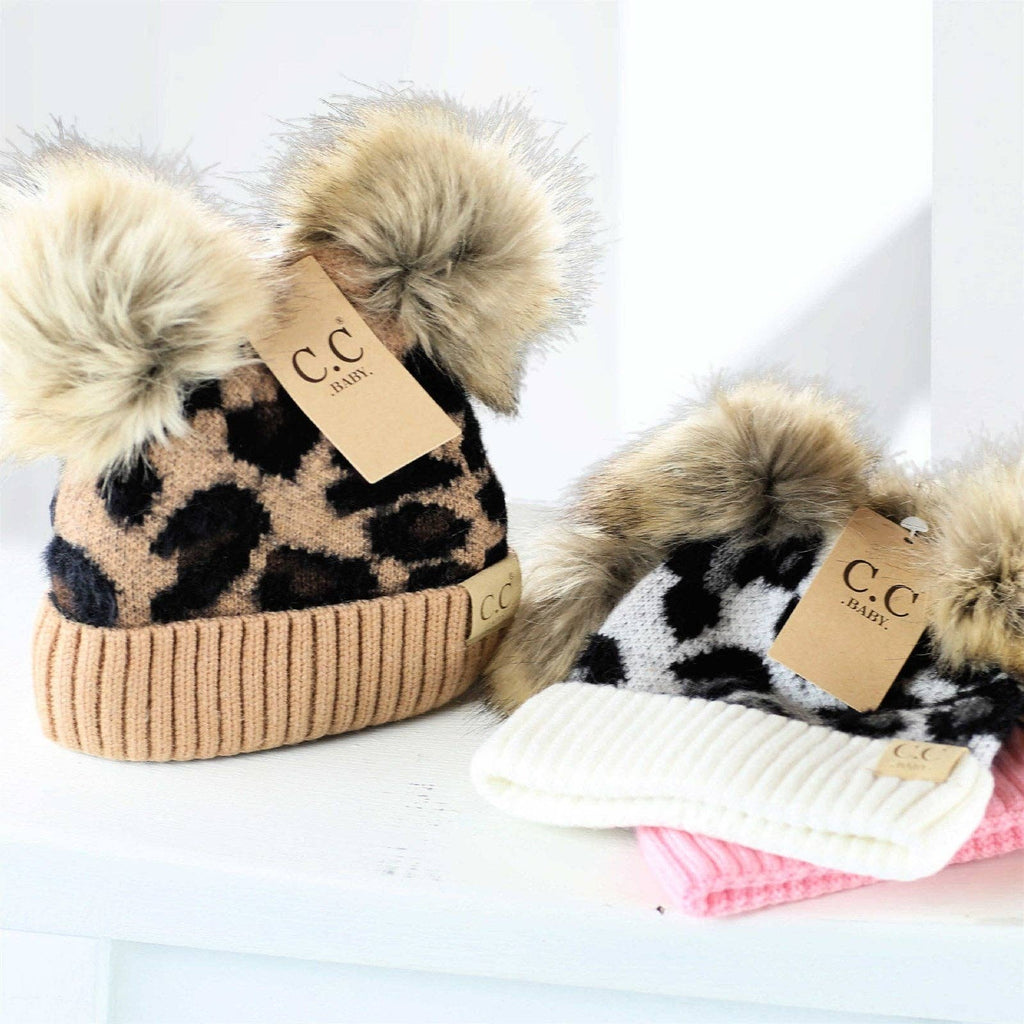 CC Double Pom Kid Leopard Beanie ( KIDS-2061POMPOM )