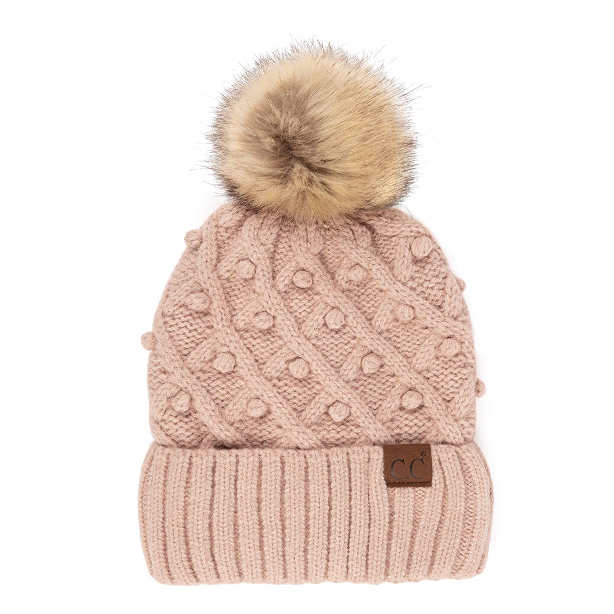CC Crafted Pom Detail Beanie ( HAT-3836 )