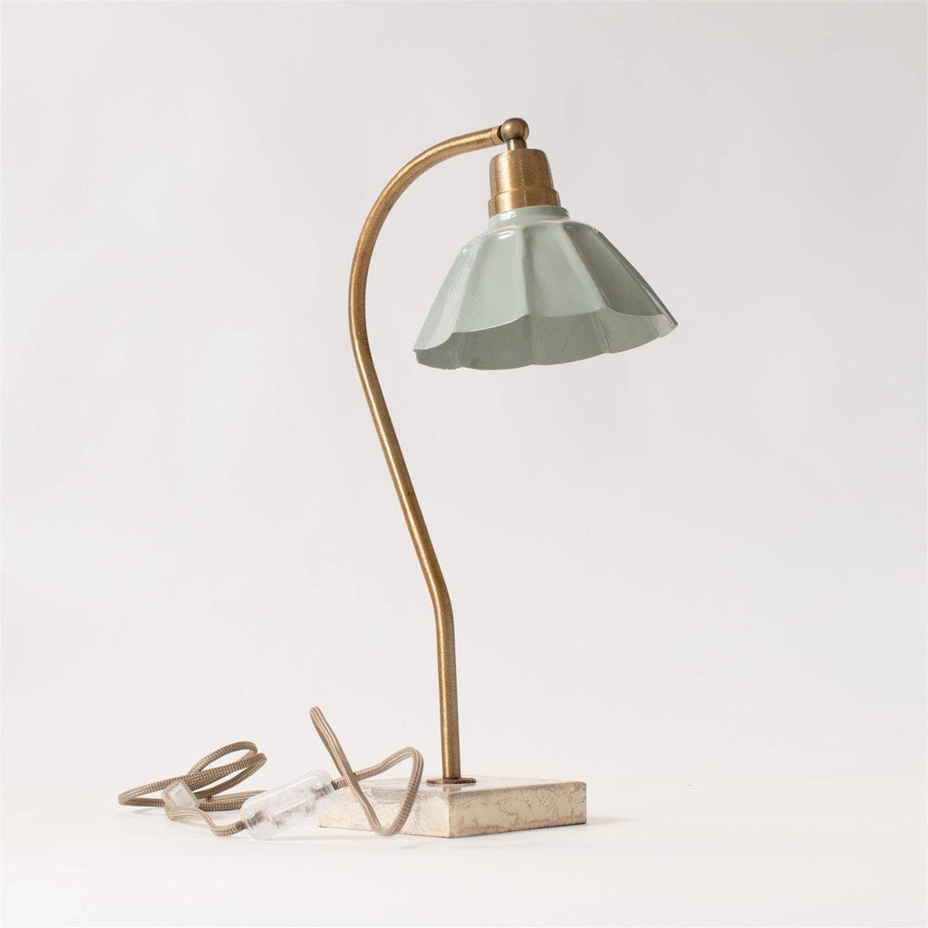 Lamp - Brass Goose Neck, Lt Green Shade (PC)