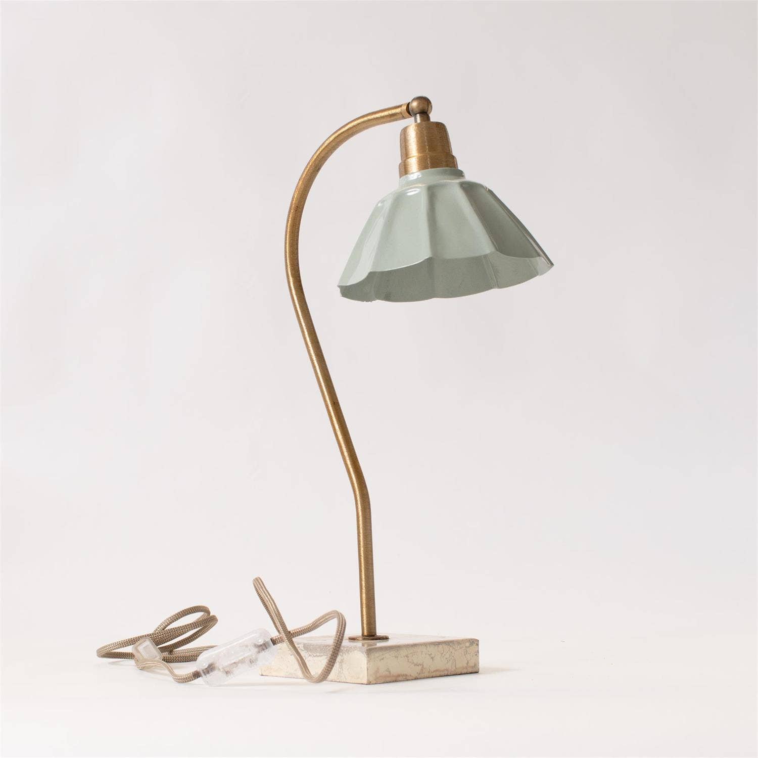Lamp - Brass Goose Neck, Lt Green Shade (PC)