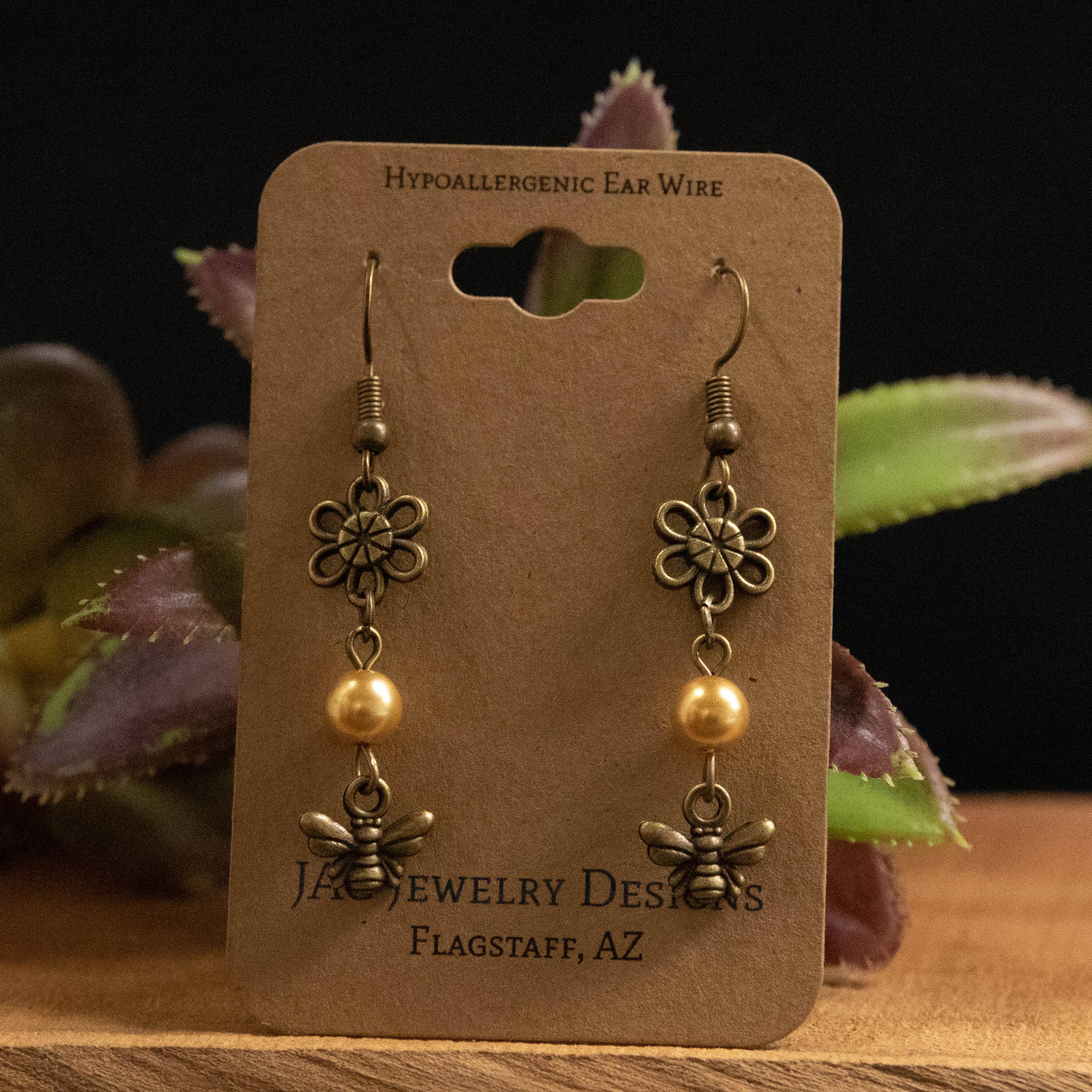 Bee and Flower Earrings