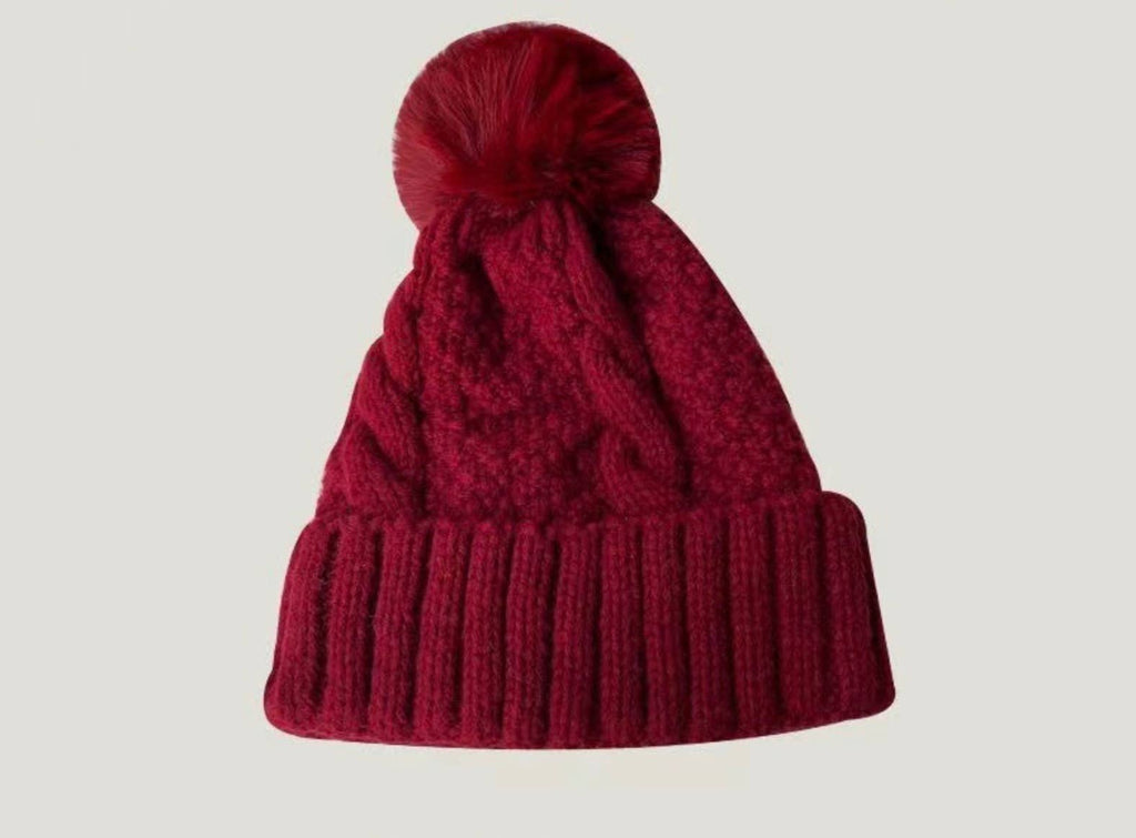 Fuzzy Knitted Pom Beanie Hats - JINSA