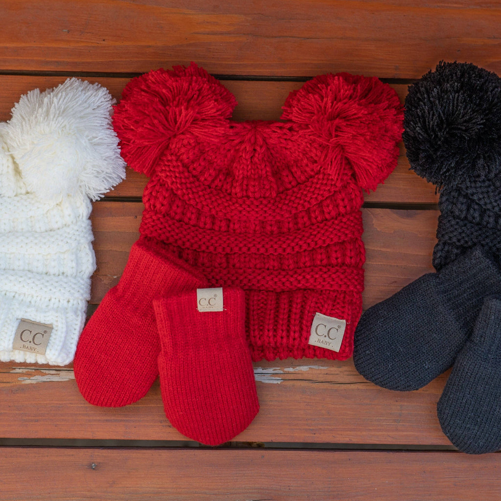 CC Baby Pom Pom Beanie and Mittens Set ( BABY-SET-4 )