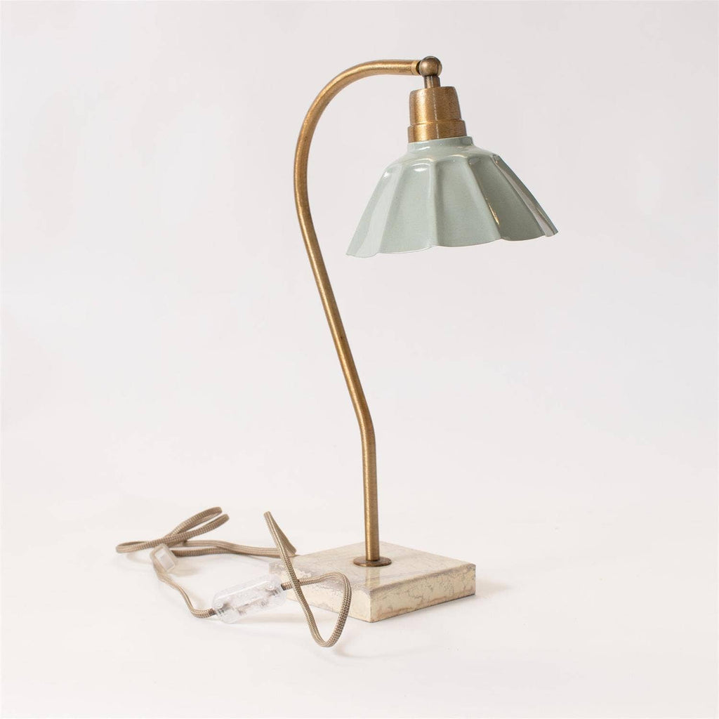 Lamp - Brass Goose Neck, Lt Green Shade (PC)