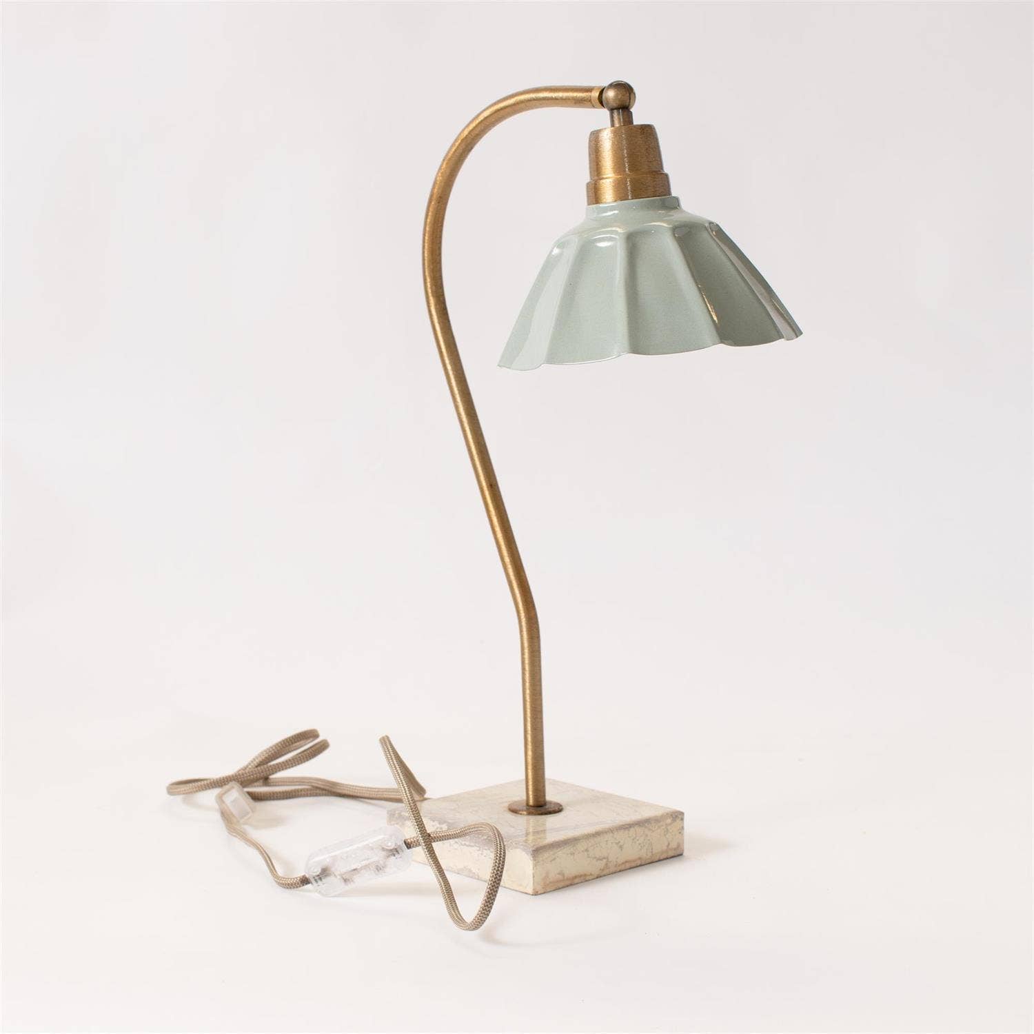 Lamp - Brass Goose Neck, Lt Green Shade (PC)
