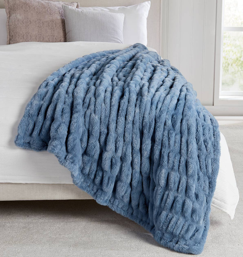 Luxury Heavyweight Ruched Throw Blankets 50" x 60"
