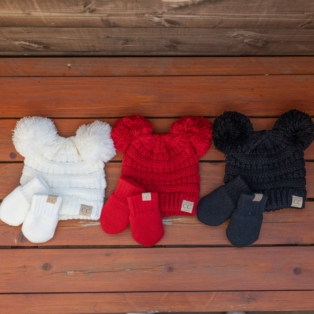 CC Baby Pom Pom Beanie and Mittens Set ( BABY-SET-4 )