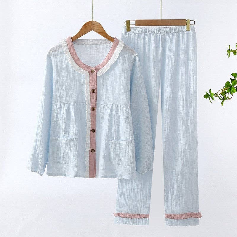 Lightweight Long Sleeve Pajama Set With Pants