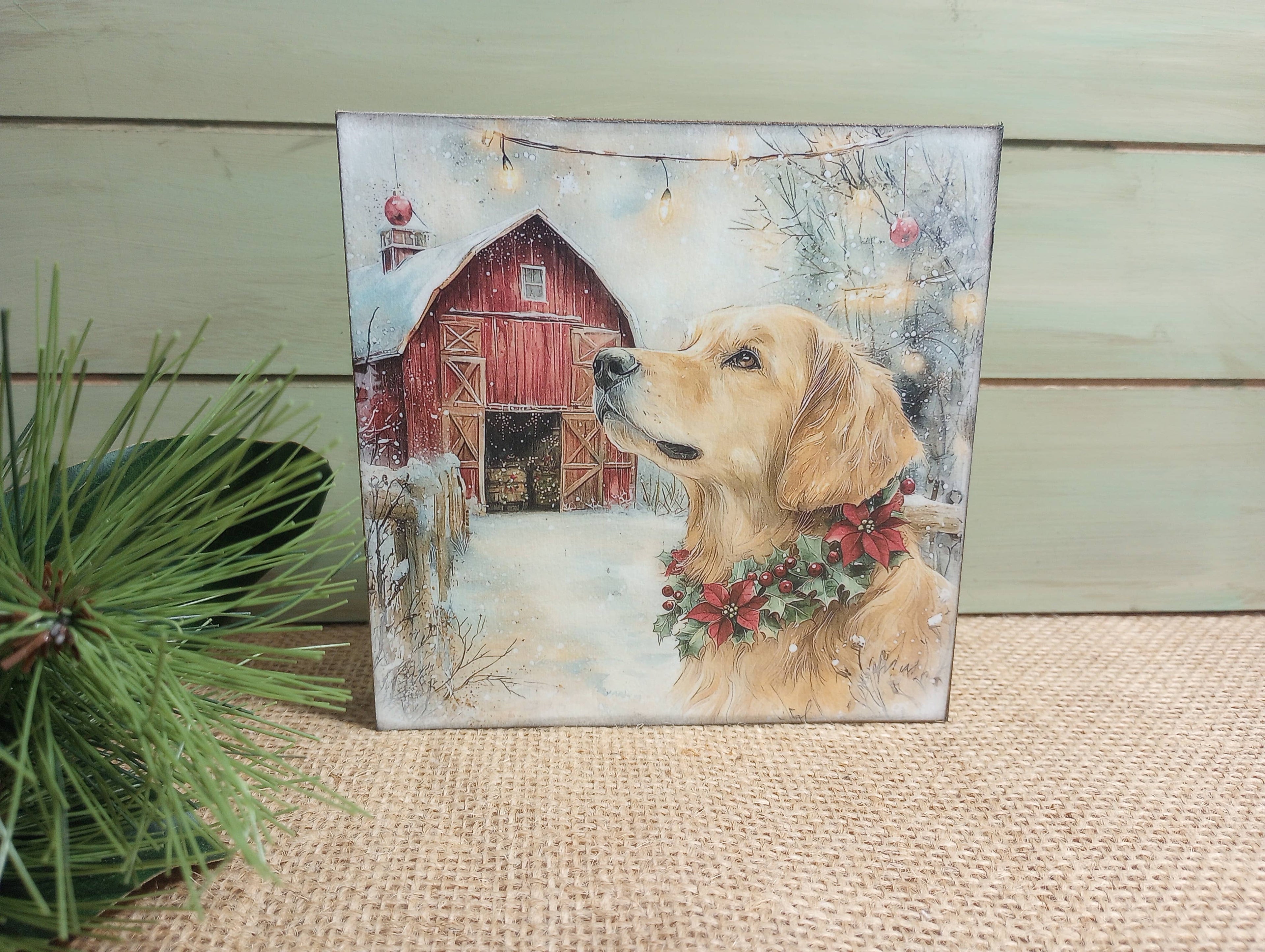 Olde Red Barn - Dog Wood Block Sign - Raleigh