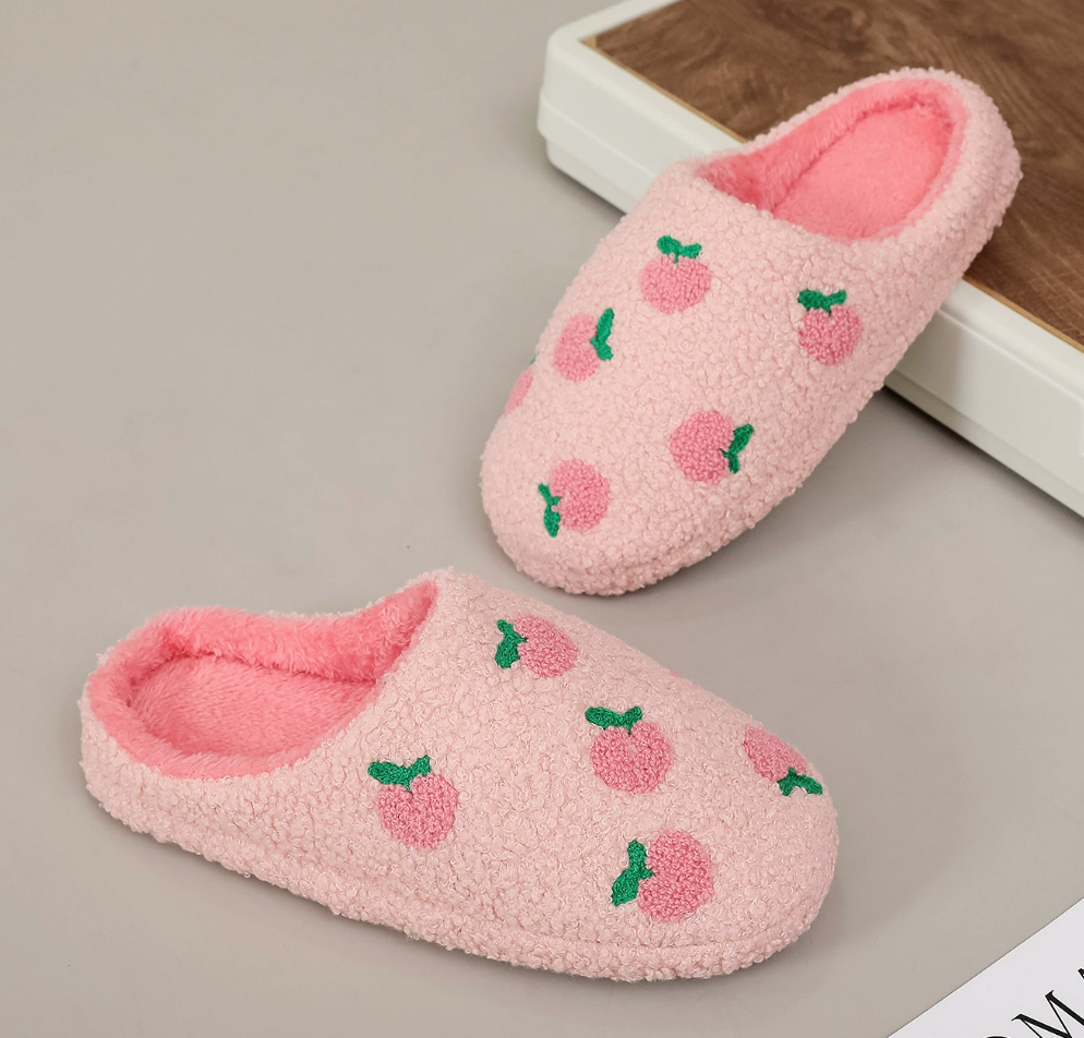 Cozy Peach Cherry Slippers - HOCHI
