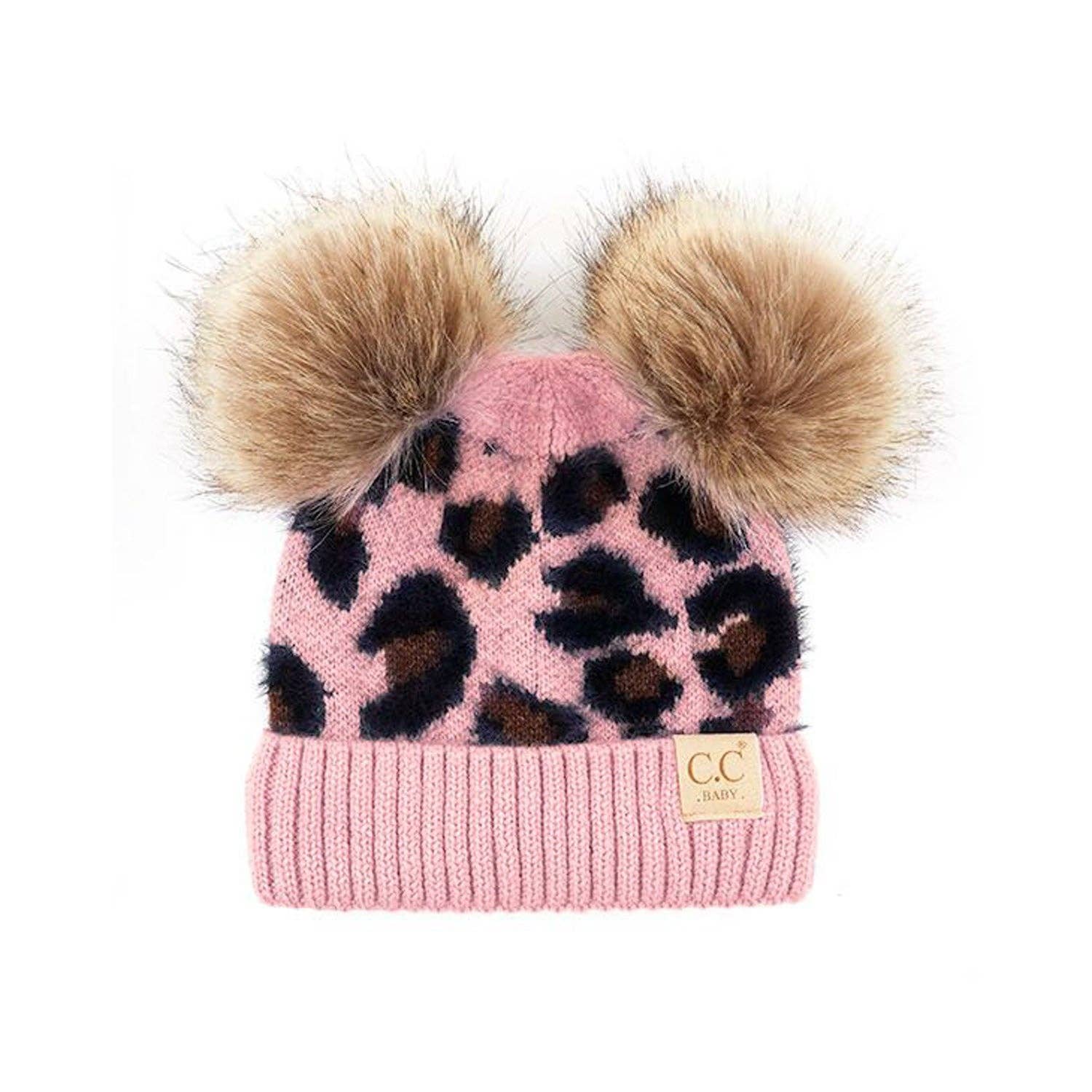 CC Double Pom Kid Leopard Beanie ( KIDS-2061POMPOM )