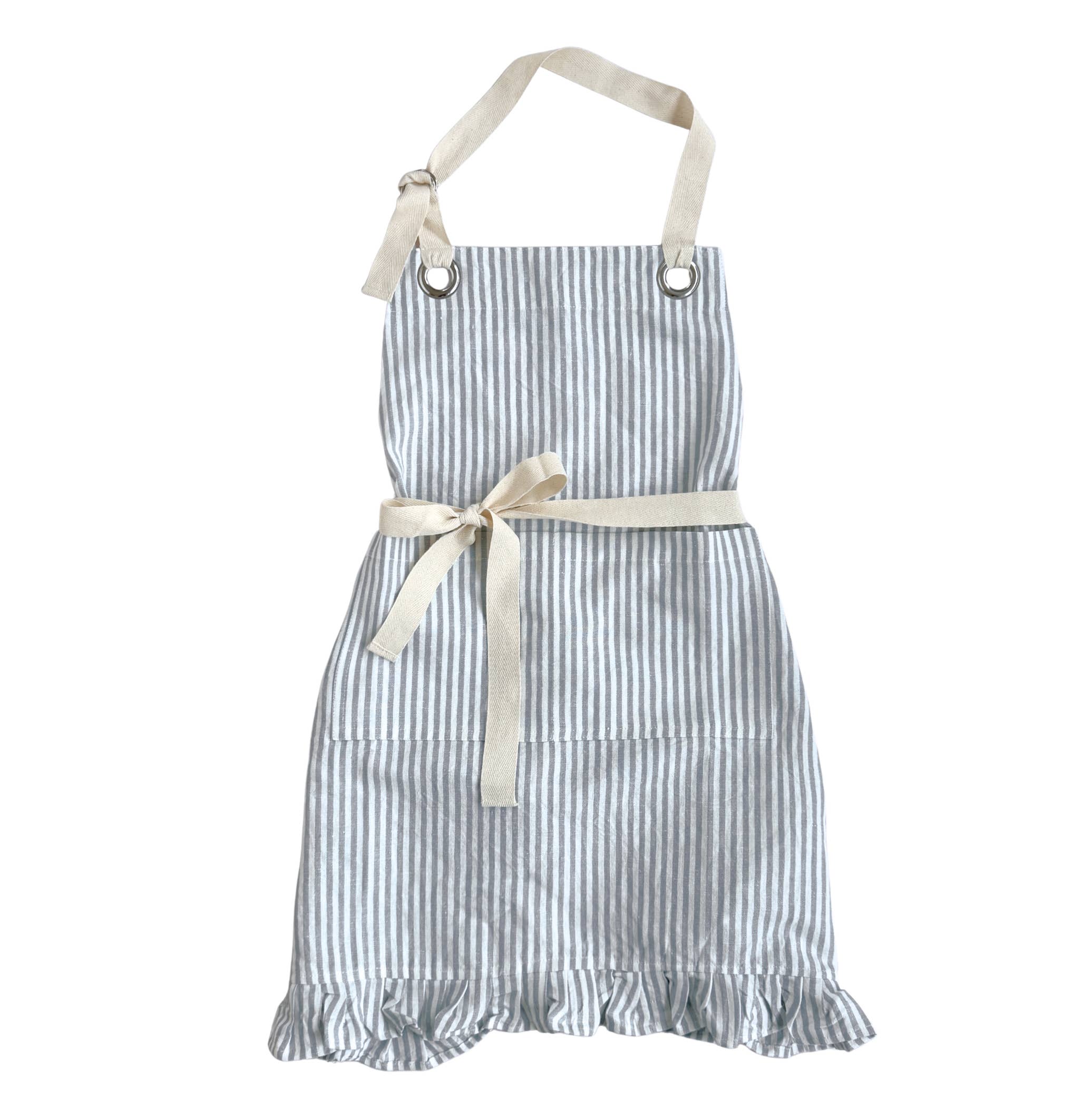 Ruffle Pin Stripe Apron