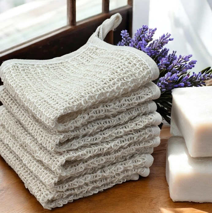 Natural Wash Cloth, Exfoliating Wash Cloth, Eco Friendly Product, Natural Body Scrub , Soap Saver, Compostable Bath Cloth
