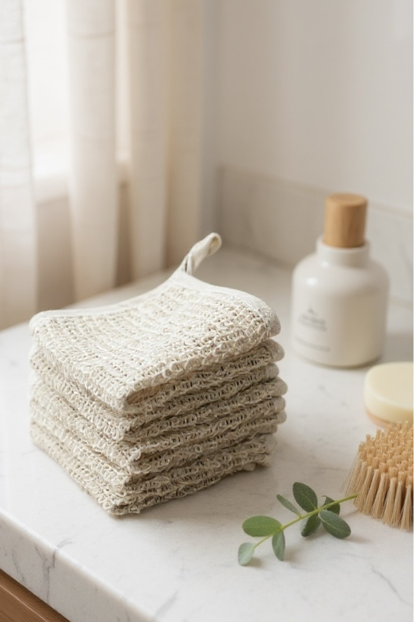 Natural Wash Cloth, Exfoliating Wash Cloth, Eco Friendly Product, Natural Body Scrub , Soap Saver, Compostable Bath Cloth