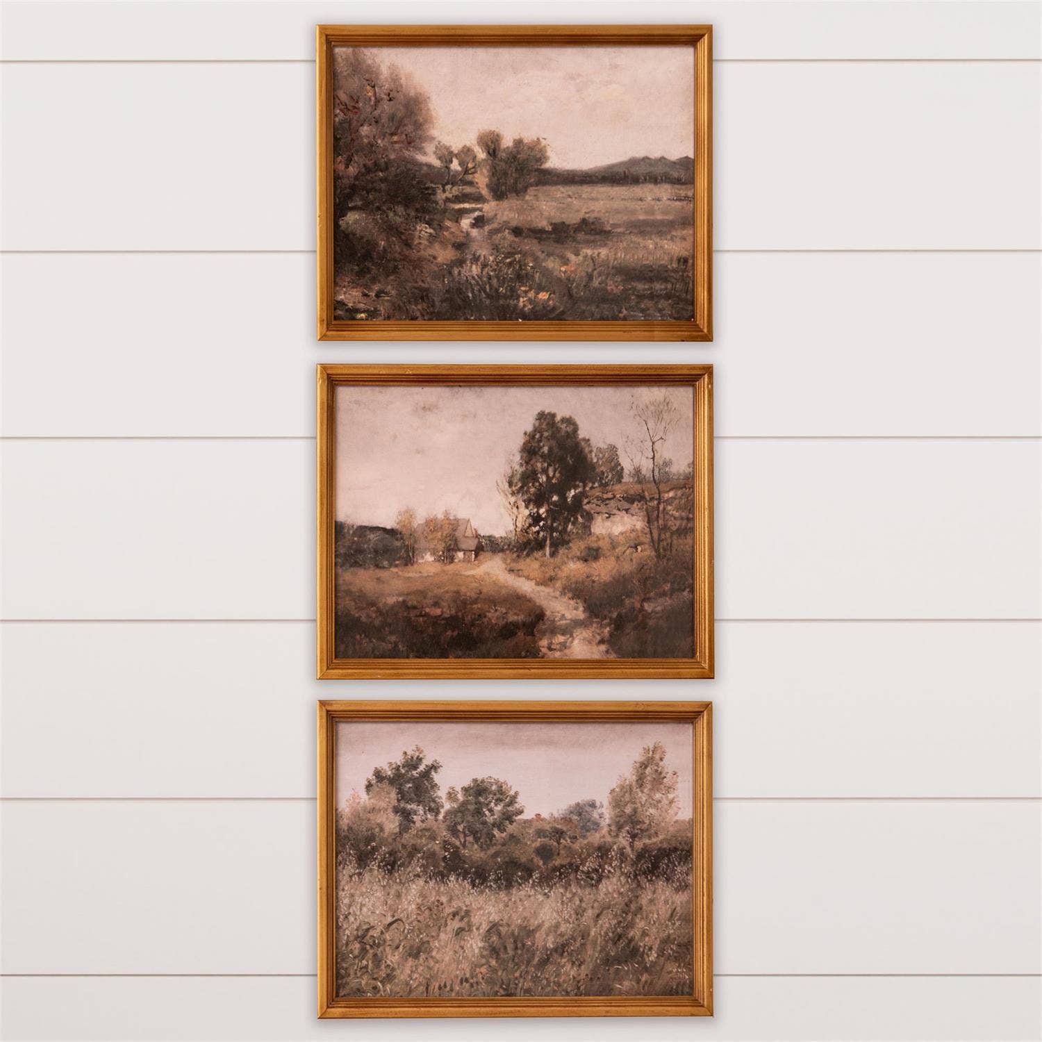 Antique Gold Framed Prints - Vintage Landscapes (Pk/03 Ast)