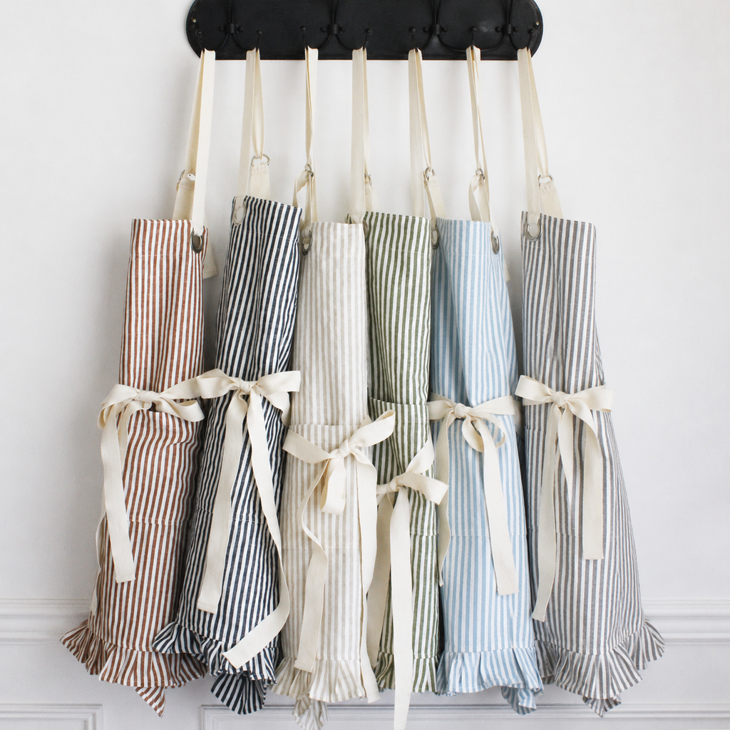 Ruffle Pin Stripe Apron