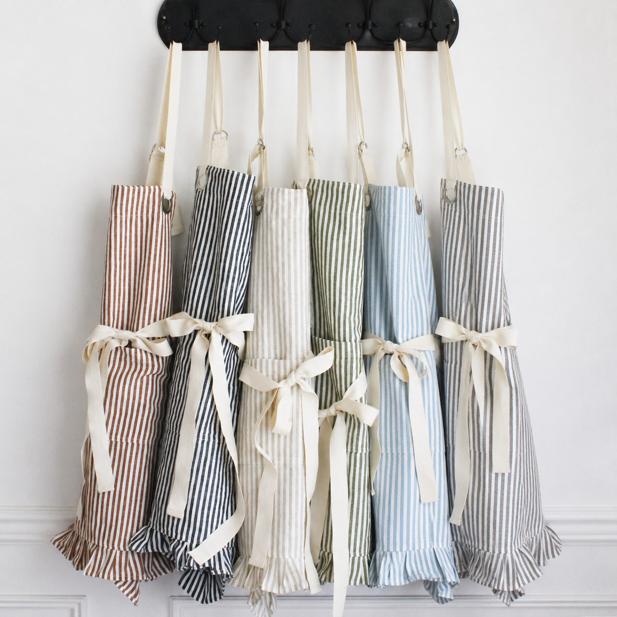 Ruffle Pin Stripe Apron
