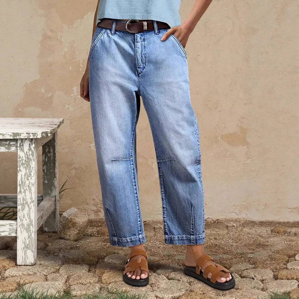 Light Wash Relaxed Barrel Leg Jeans