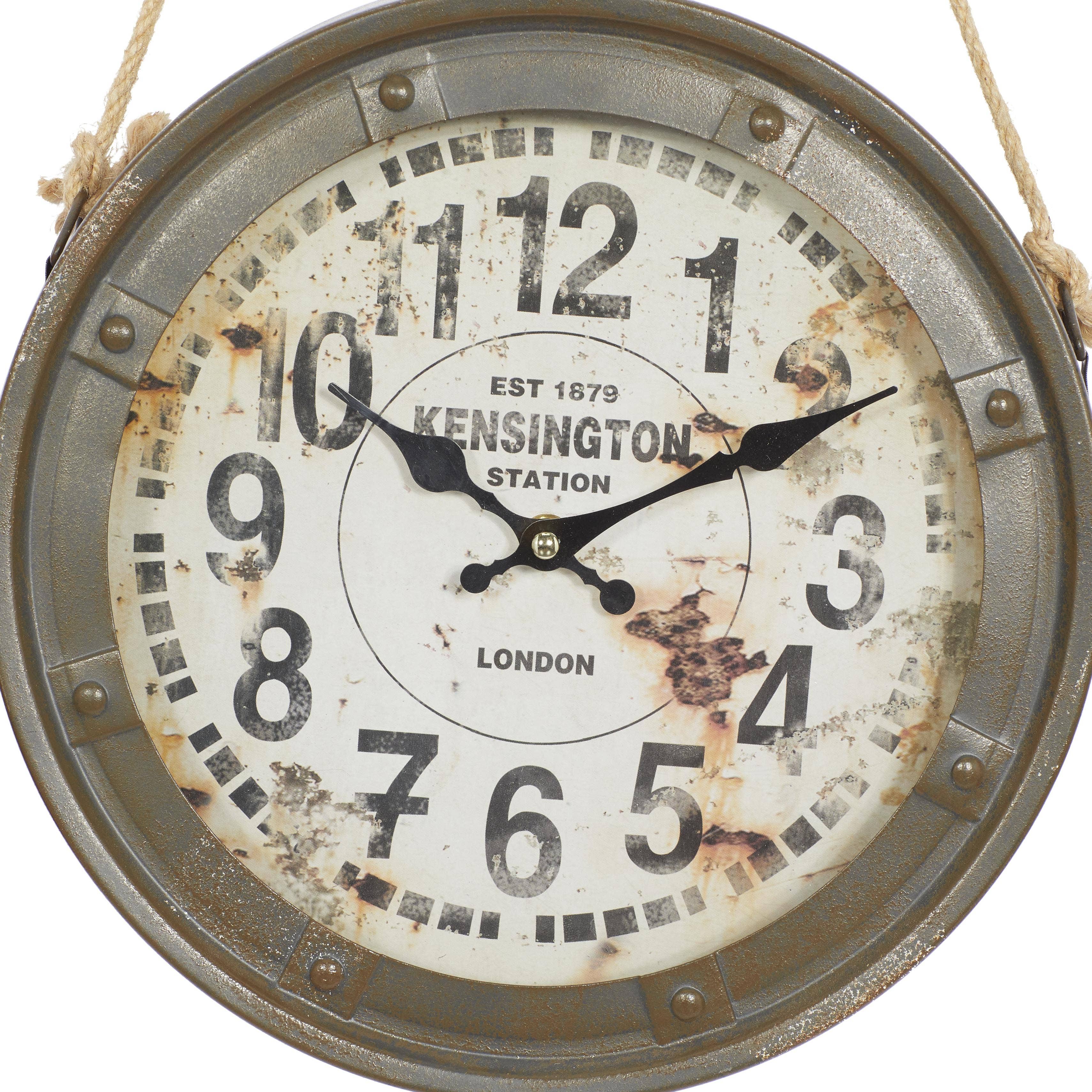 Vintage White Metal Wall Clock Set