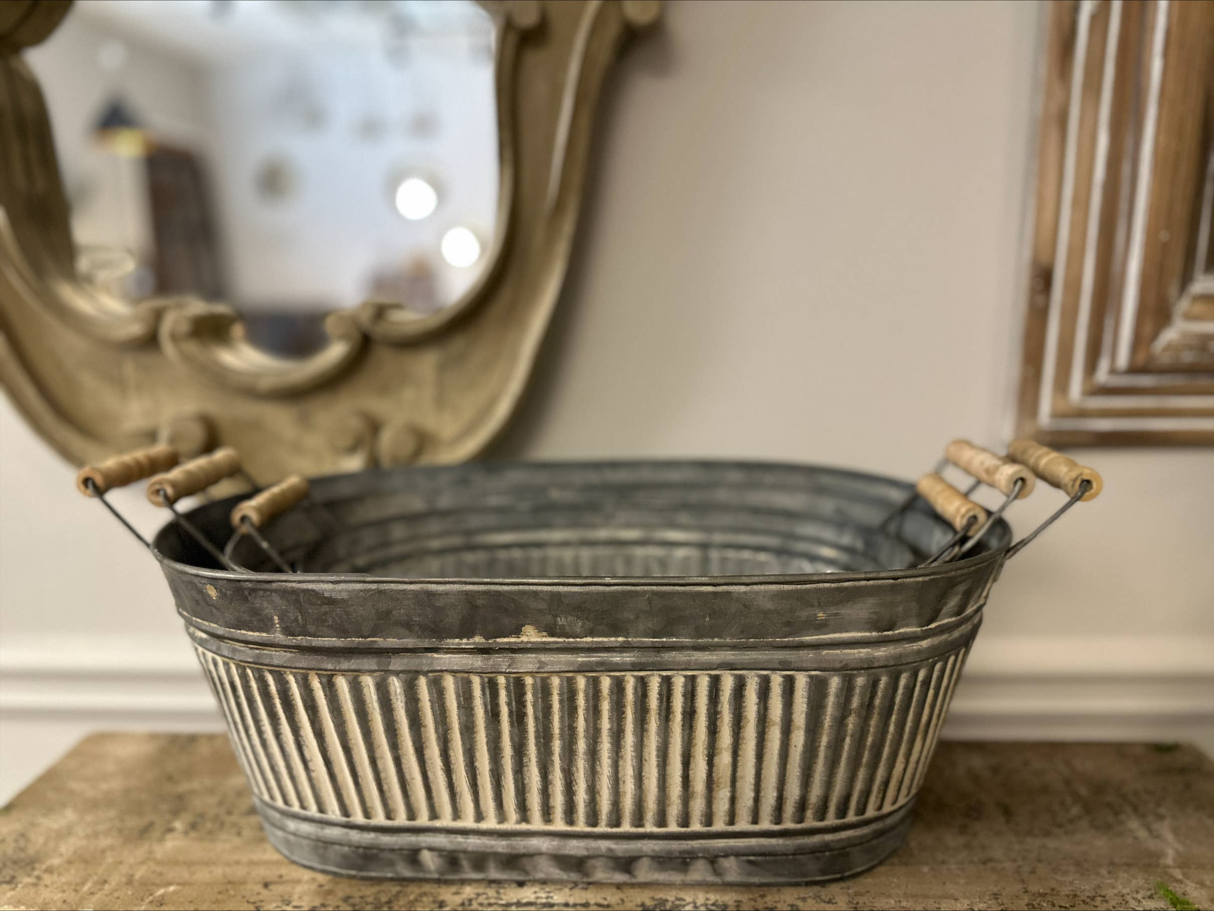 Iron Tray with Wood Handle - Set of 3