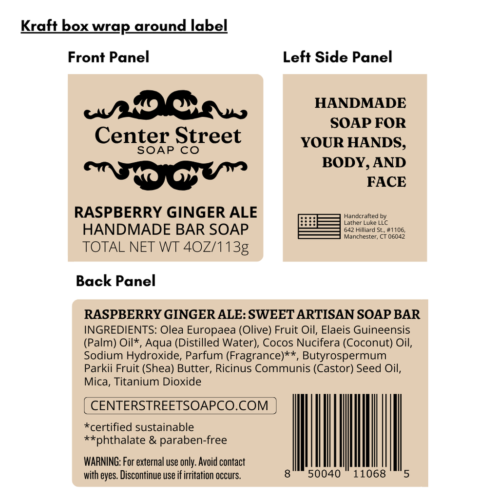 Raspberry Ginger Ale Vegan Handmade Bar Soap - 4oz