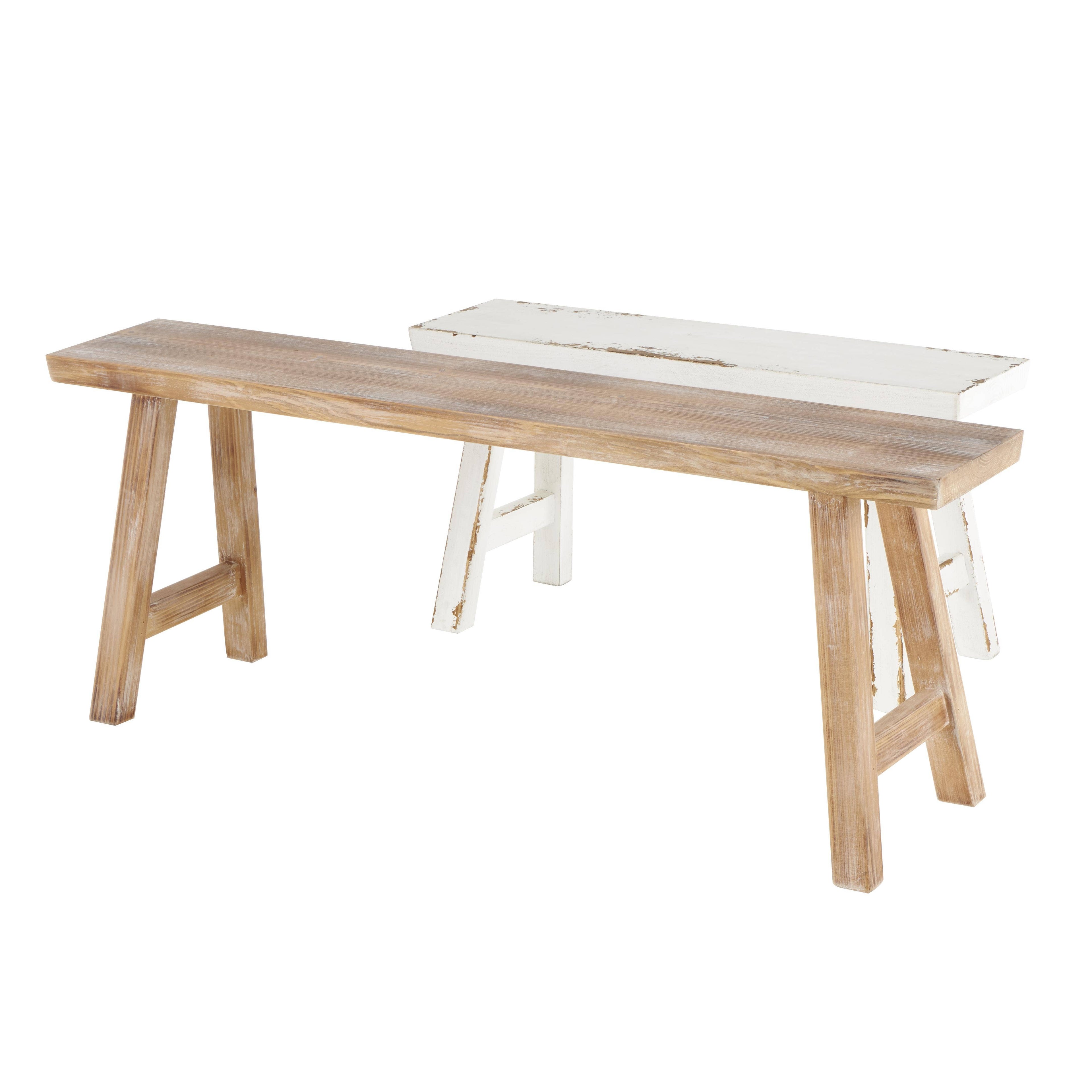 Farmhouse Brown Wood Bench Set