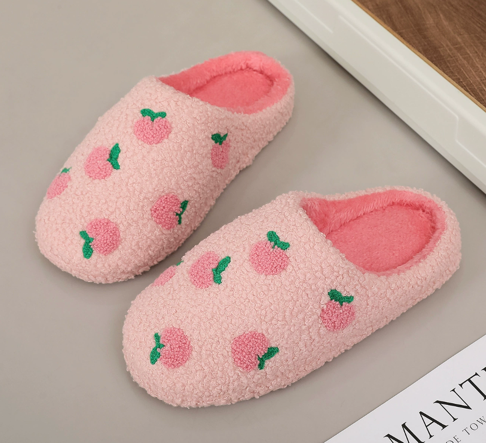 Cozy Peach Cherry Slippers - HOCHI