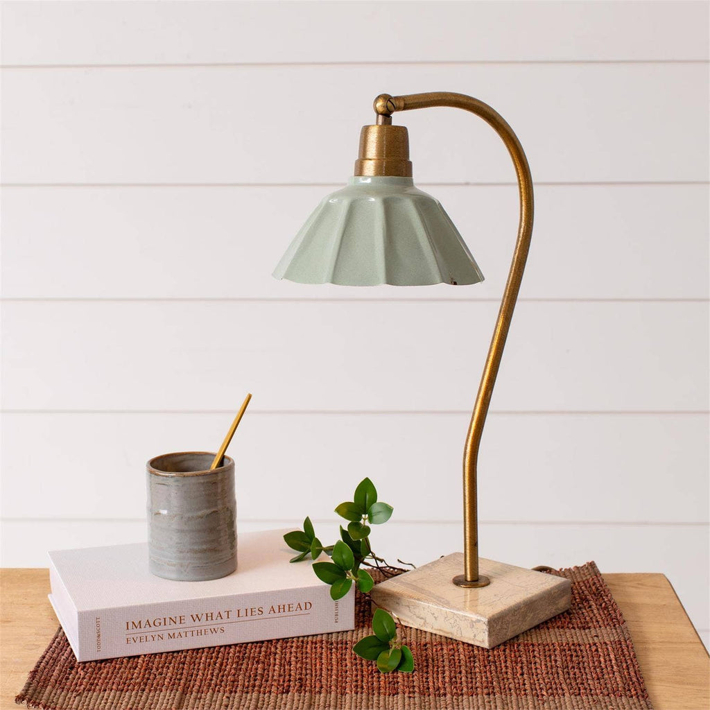 Lamp - Brass Goose Neck, Lt Green Shade (PC)