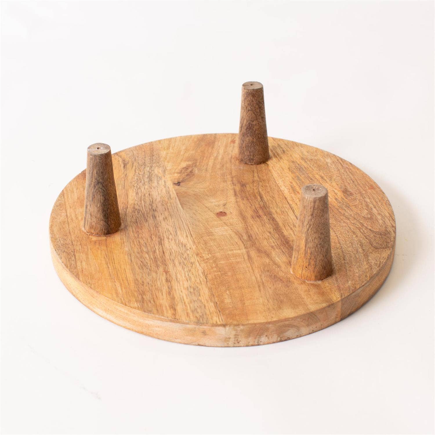 Riser - Blue Inlayed Flowers, Mango Wood