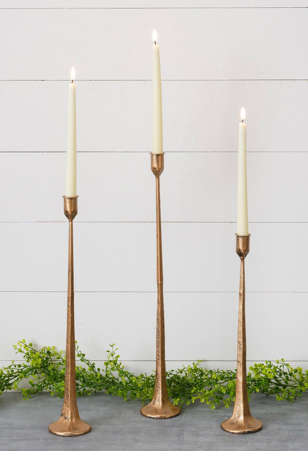 Hand Forged Metal Candle Holders, Copper