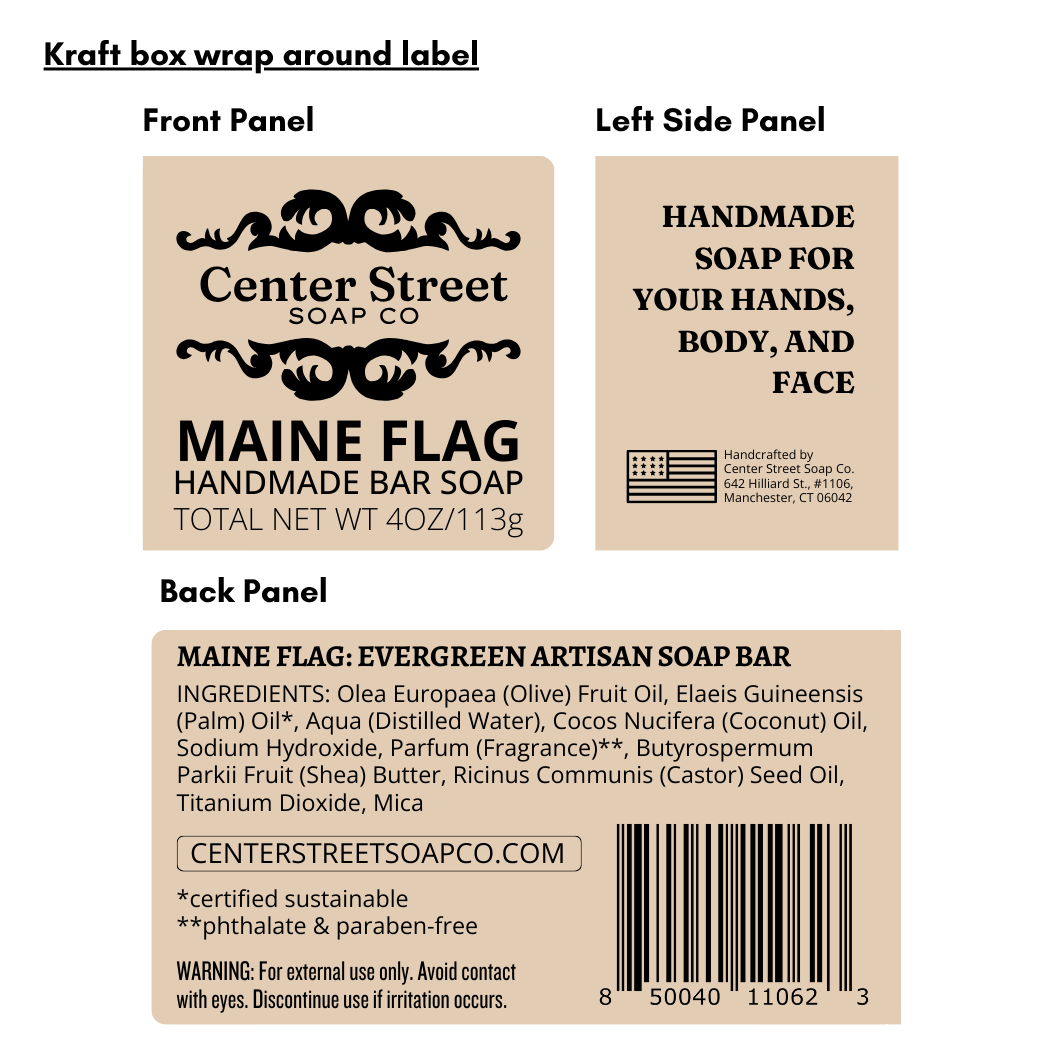 Maine Flag Vegan Handmade Bar Soap - 4oz