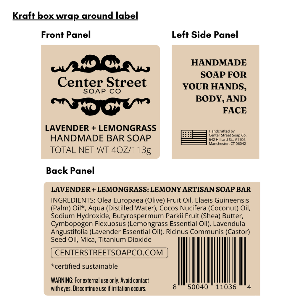 Lavender and Lemongrass Vegan Handmade Bar Soap - 4oz