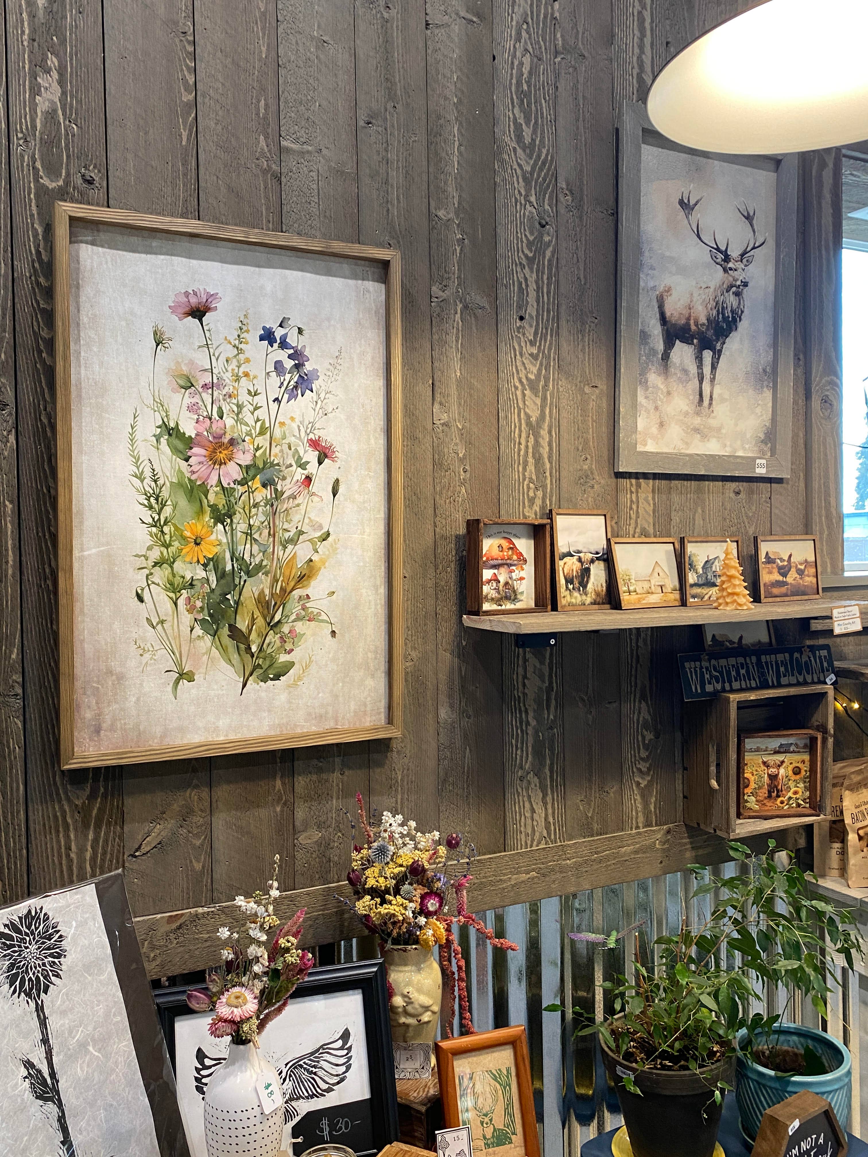 Gathered Wildflowers - Framed Flower Canvas Art - Farmhouse