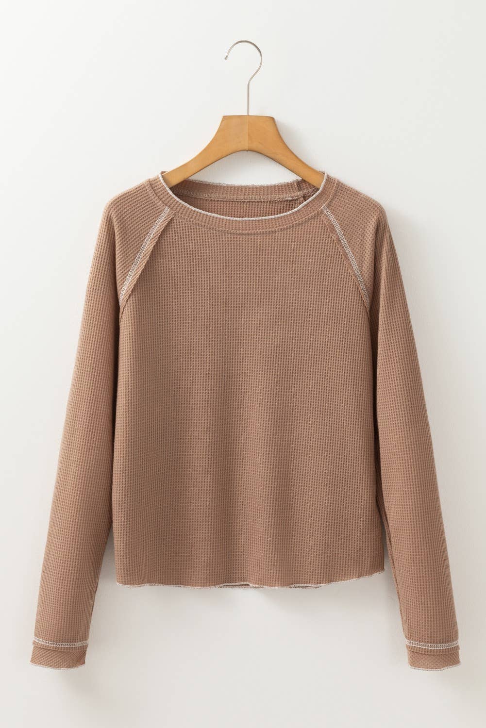 Green Textured Round Neck Long Sleeve Top