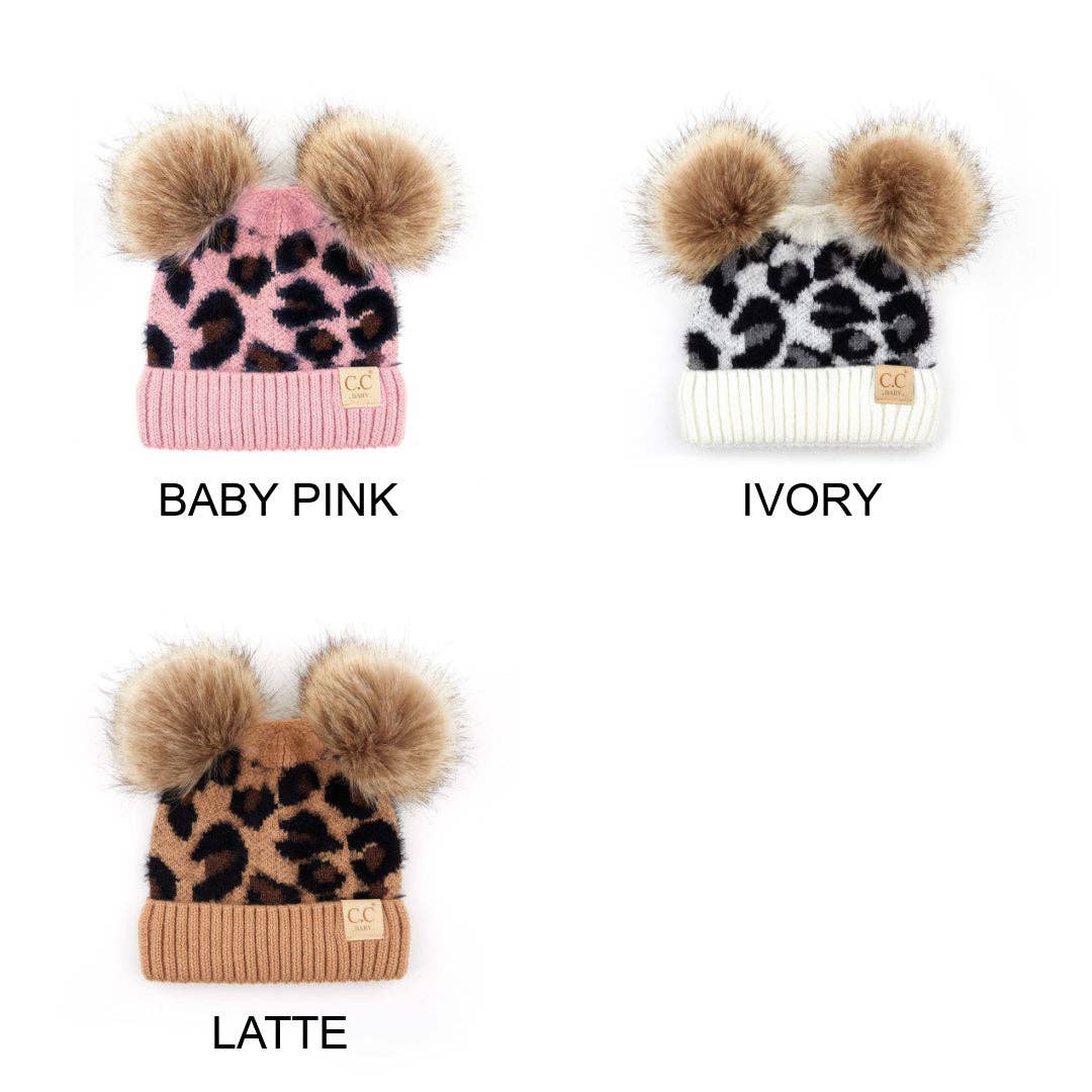 CC Double Pom Kid Leopard Beanie ( KIDS-2061POMPOM )