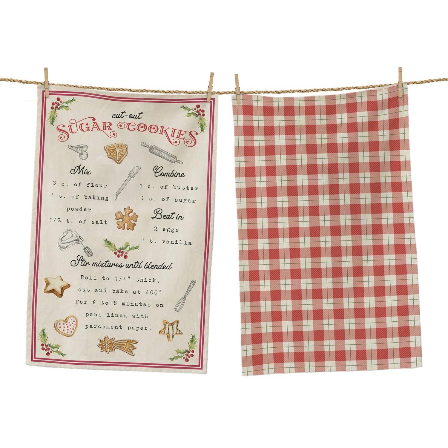 Tea Towels - Sugar Cookie Recipe (Pk/02 Ast)