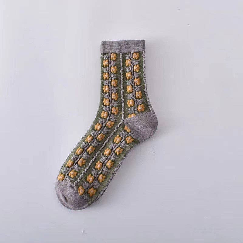 5-Color Mixed Three-Dimensional Relief Women's Sock Set