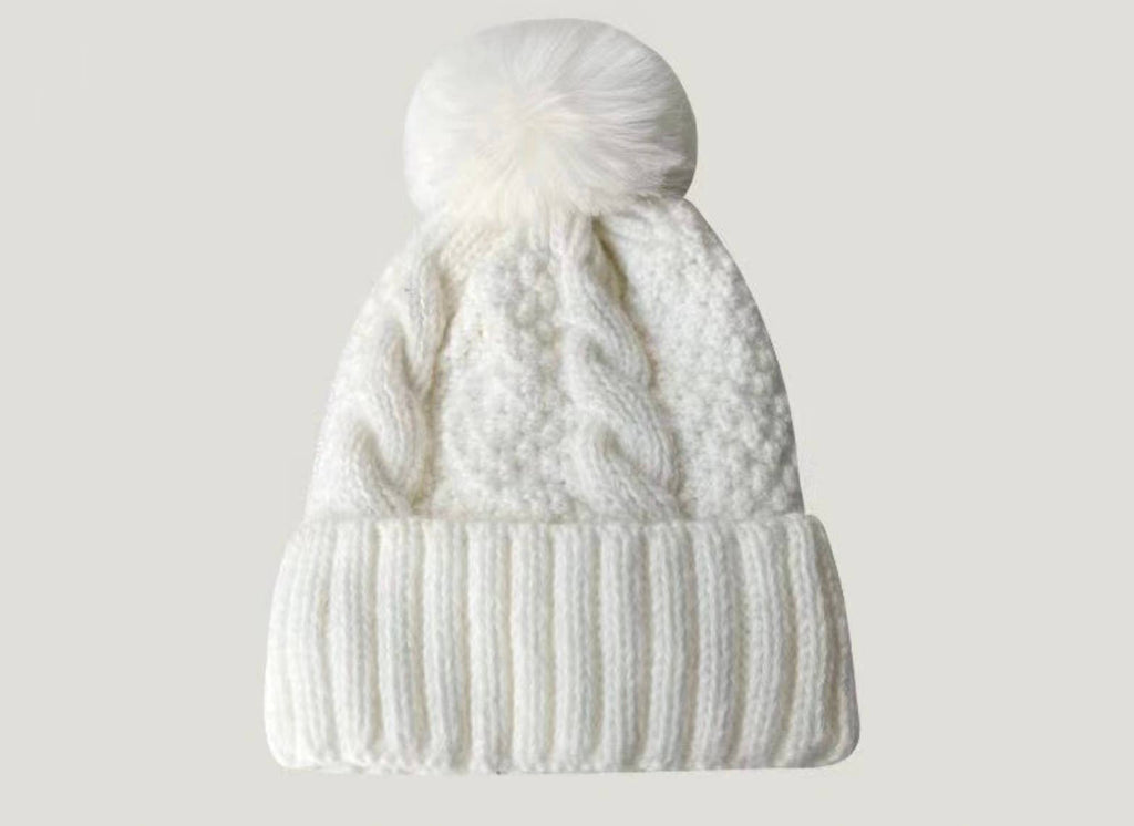 Fuzzy Knitted Pom Beanie Hats - JINSA