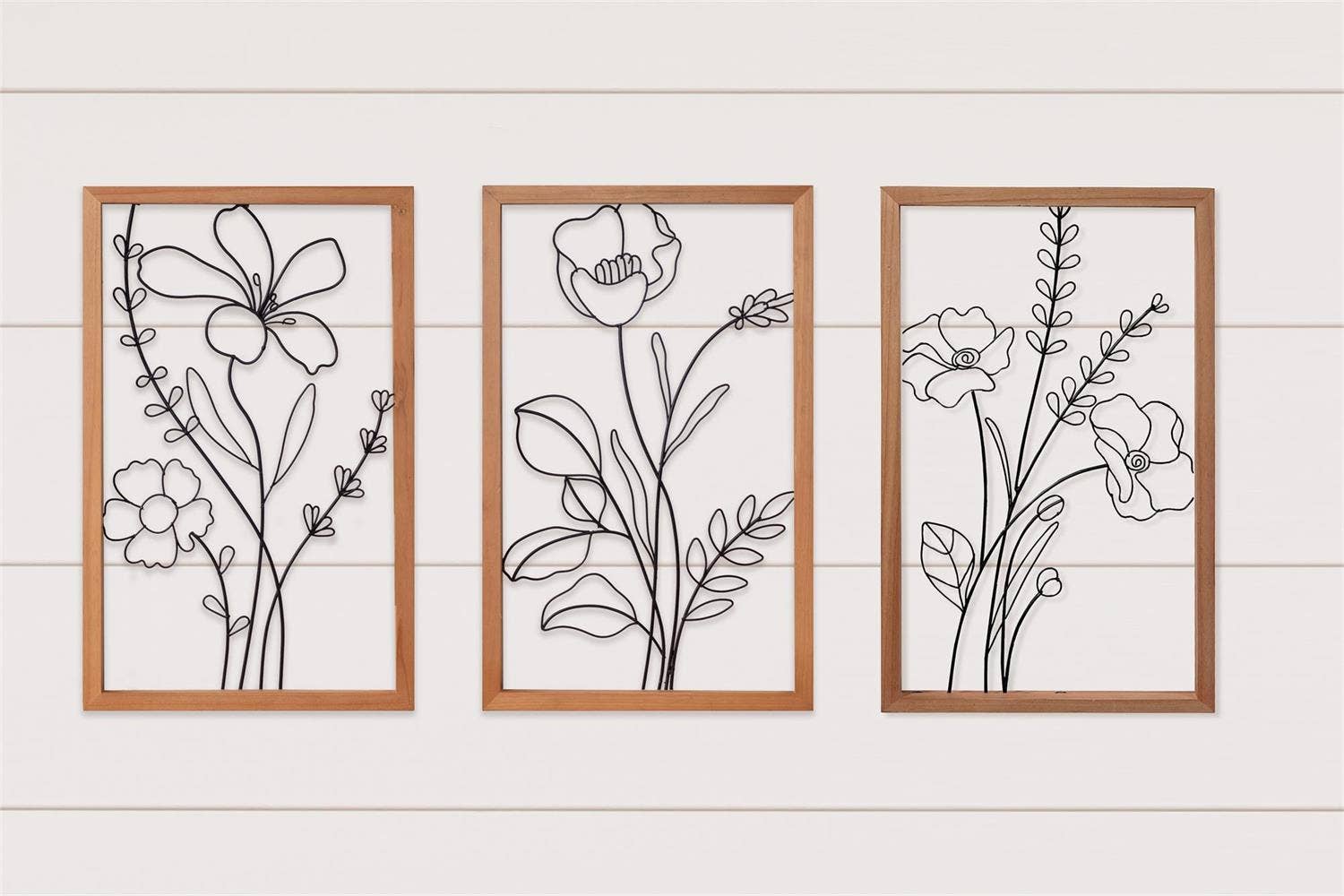 Framed Wire Flower Silhouettes (Pk/03 Ast)