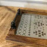 Wood Tray With Glass Bottom
