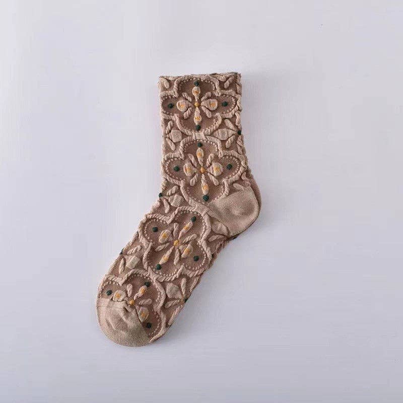 5-Color Mixed Three-Dimensional Relief Women's Sock Set